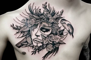 Death fight with forest animal tattoo idea