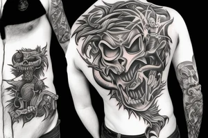 Demon fight with animal tattoo idea