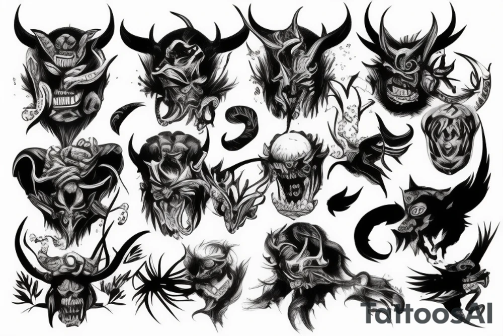 Demon fight with animal tattoo idea