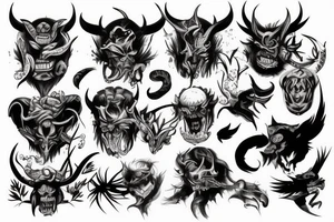 Demon fight with animal tattoo idea