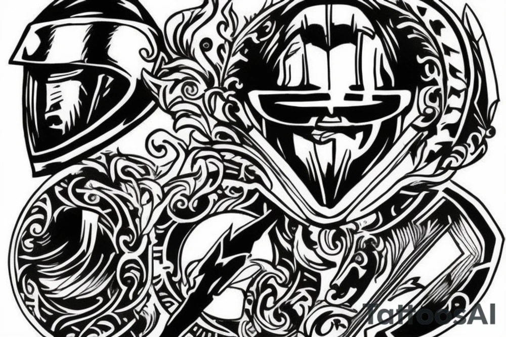 Helmet of spartan warrior tattoo idea