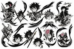 3 swords from kimetsu no yaiba tattoo idea