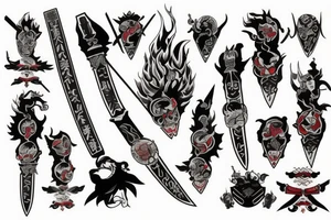 3 swords from kimetsu no yaiba tattoo idea
