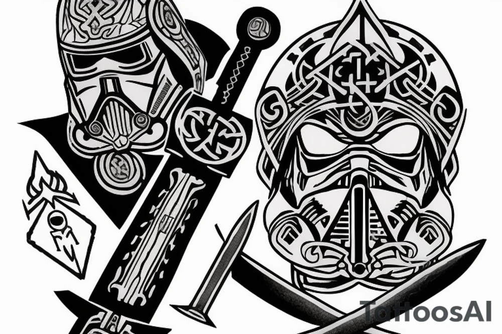 Viking with sword grom star wars tattoo idea