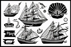 ship sailor anhor stere tattoo idea