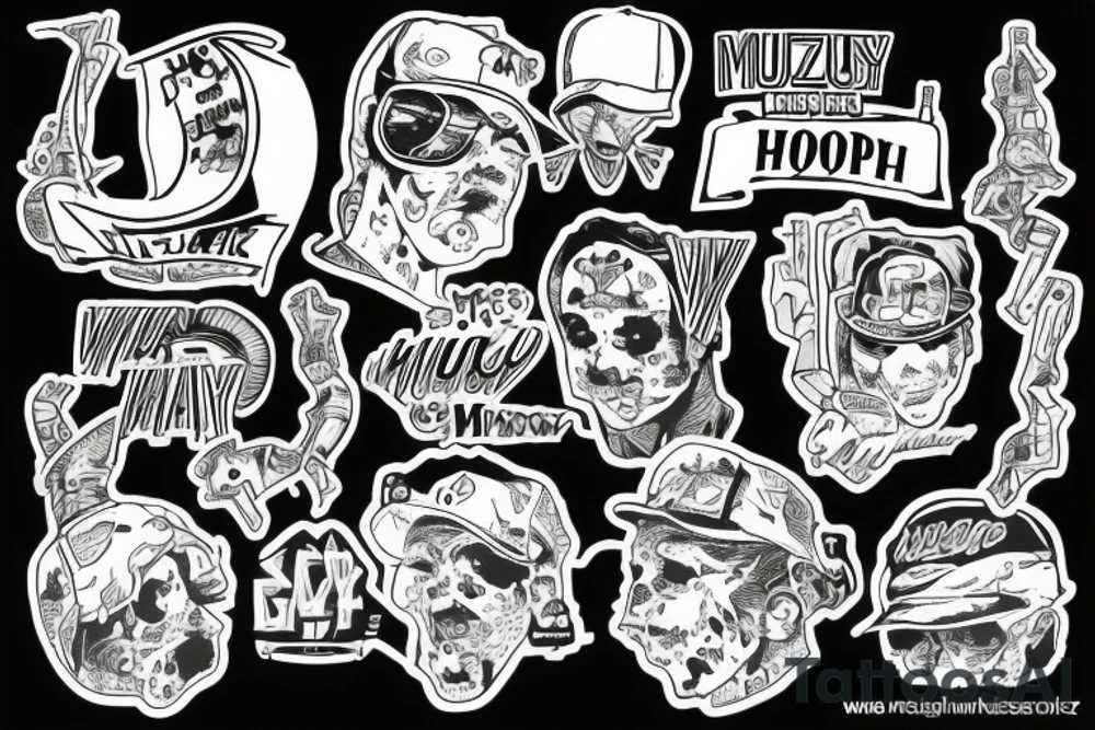 Muzyczny hip hop tattoo idea