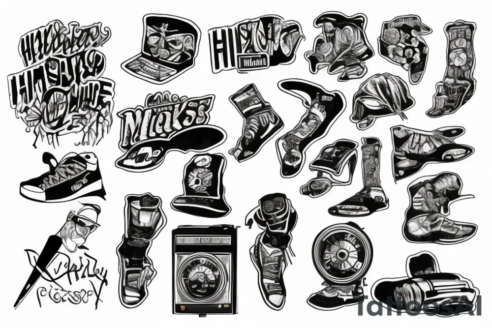 Muzyczny hip hop tattoo idea
