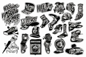 Muzyczny hip hop tattoo idea