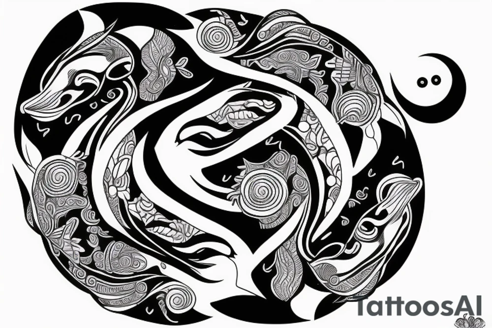 Two dolphins performing ying and yang. tattoo idea