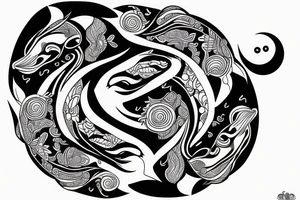 Two dolphins performing ying and yang. tattoo idea
