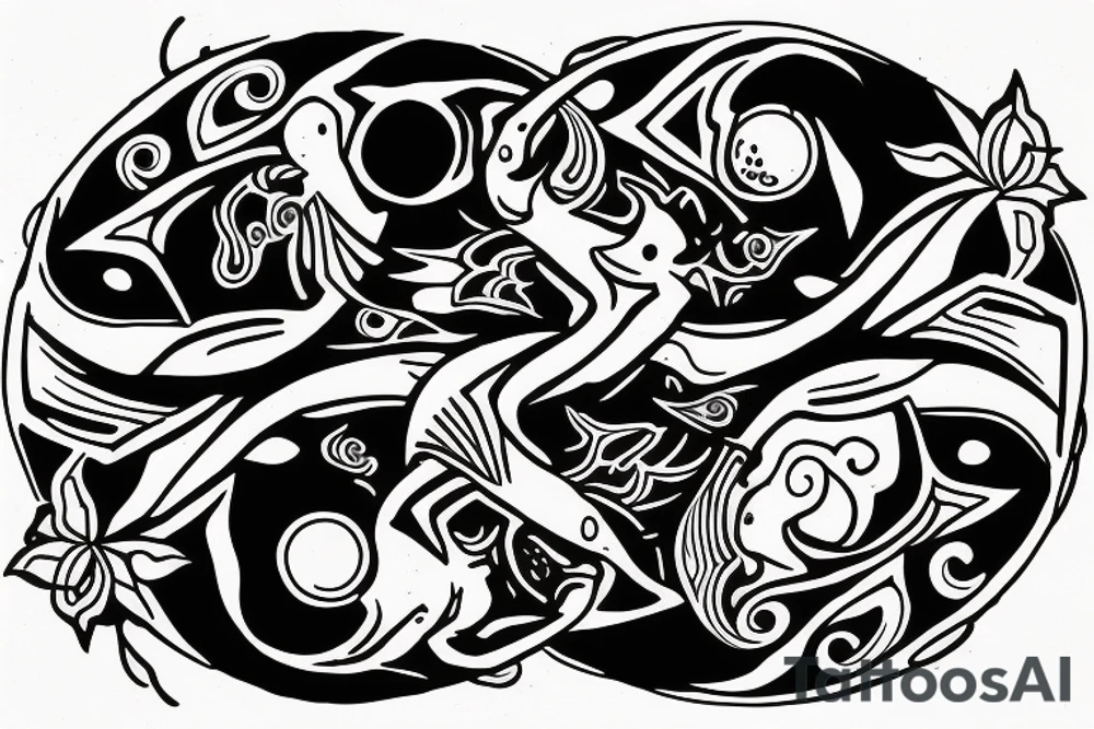 Two dolphins performing ying and yang. tattoo idea