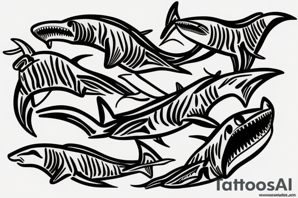 Two sharks circling each other tattoo idea