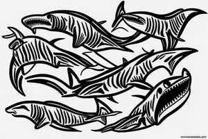 Two sharks circling each other tattoo idea
