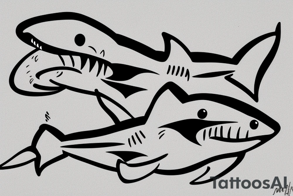Two sharks circling each other tattoo idea