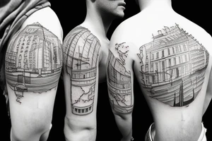 Travel old city skyscraper map tattoo idea