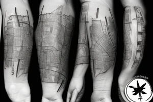 Travel old downtown map tattoo idea