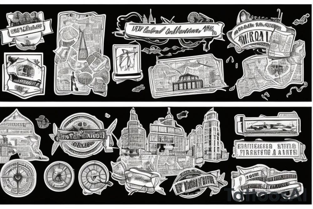 Travel old downtown map tattoo idea
