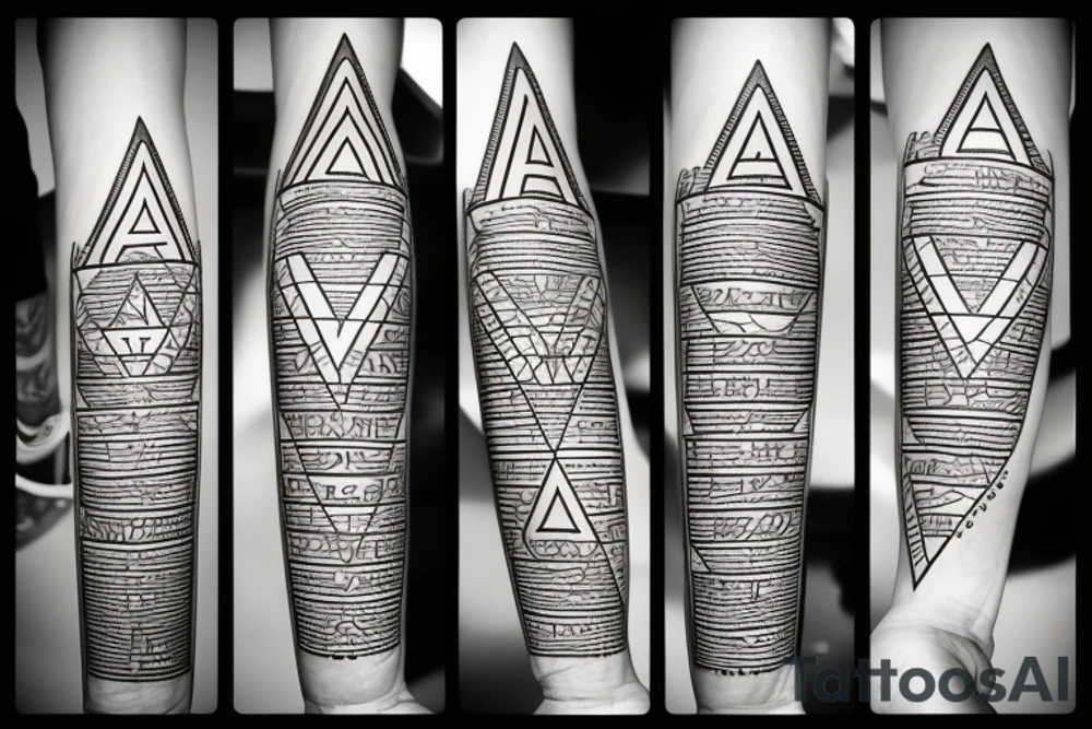 Triangle made of letters „N” and „A” tattoo idea