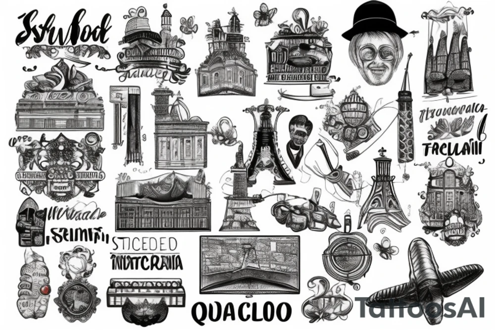 Travel bardów Street in Barcelona tattoo idea