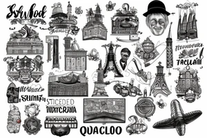 Travel bardów Street in Barcelona tattoo idea