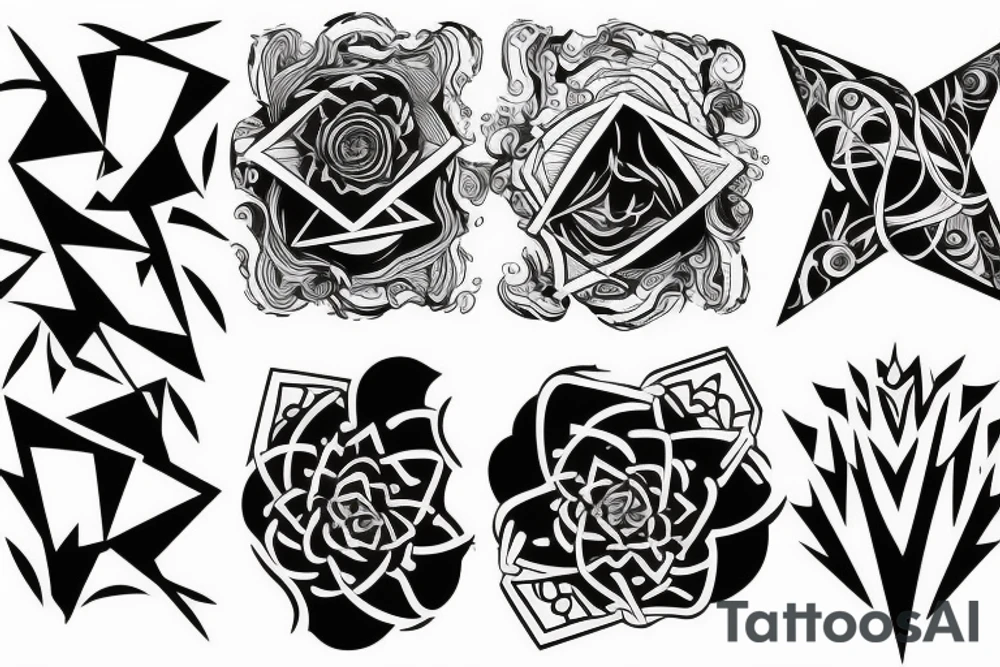 Full back tattoo, clouds, geometrical tattoo idea