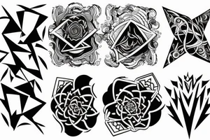 Full back tattoo, clouds, geometrical tattoo idea