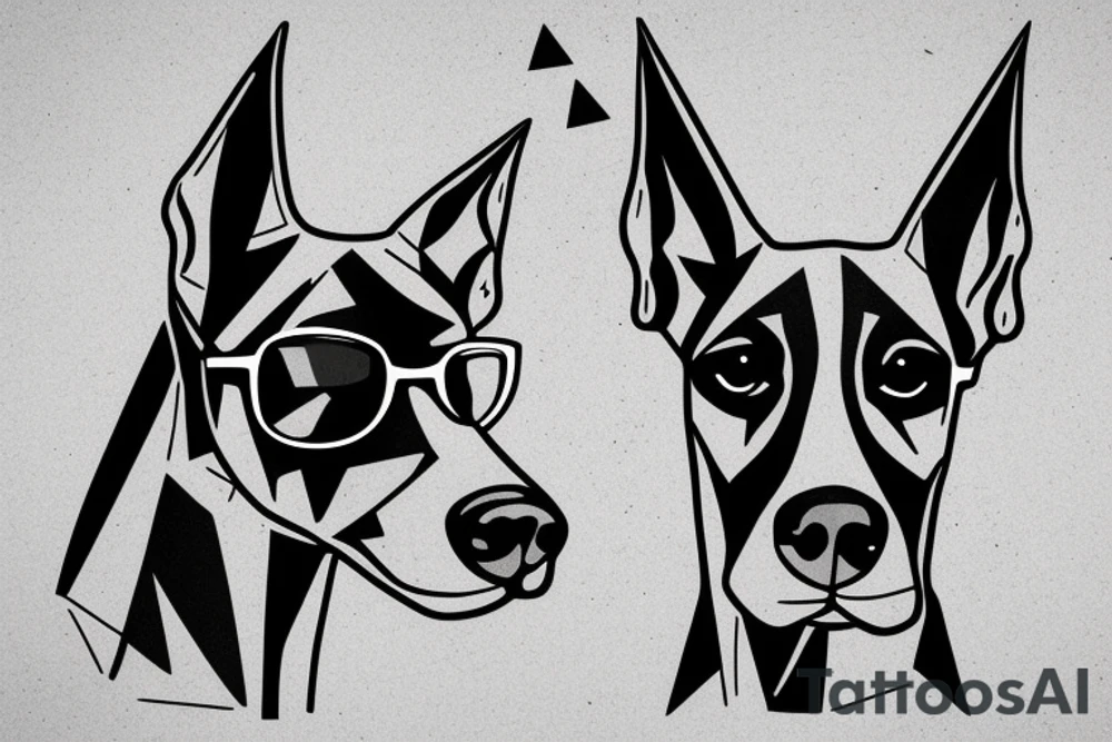 Doberman head in triangle with shades and triangle tattoo idea Doberman head in triangle with shades and triangle tattoo idea