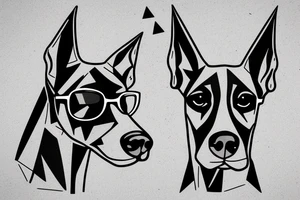 Doberman head in triangle with shades and triangle tattoo idea