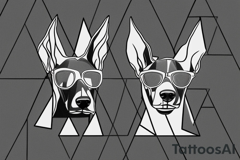 Doberman head in triangle with shades and triangle tattoo idea Doberman head in triangle with shades and triangle tattoo idea