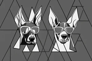 Doberman head in triangle with shades and triangle tattoo idea