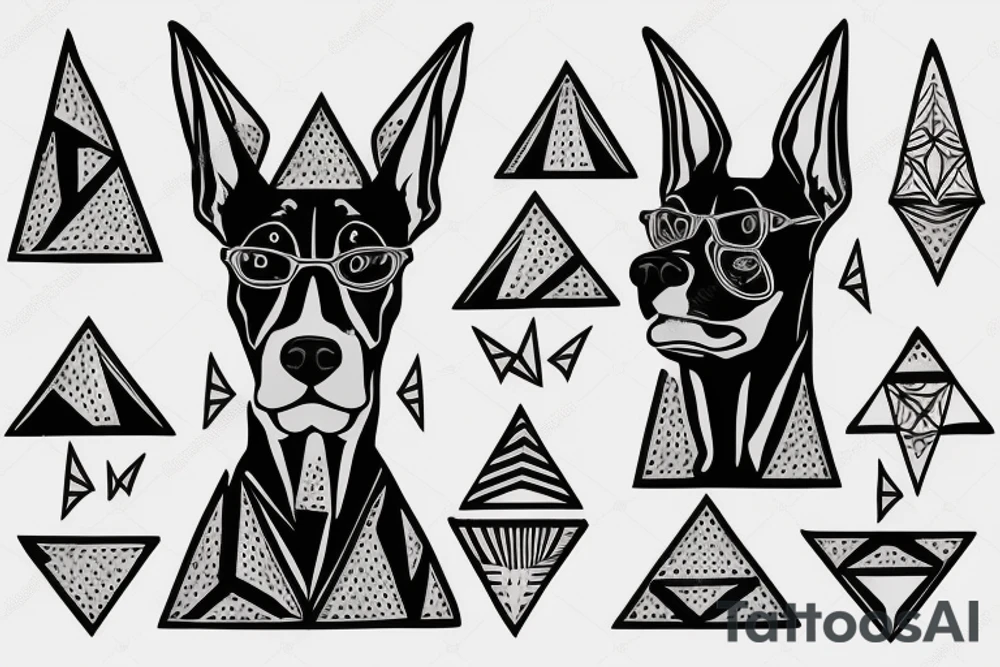 Doberman head in triangle with shades and triangle tattoo idea Doberman head in triangle with shades and triangle tattoo idea