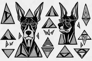 Doberman head in triangle with shades and triangle tattoo idea