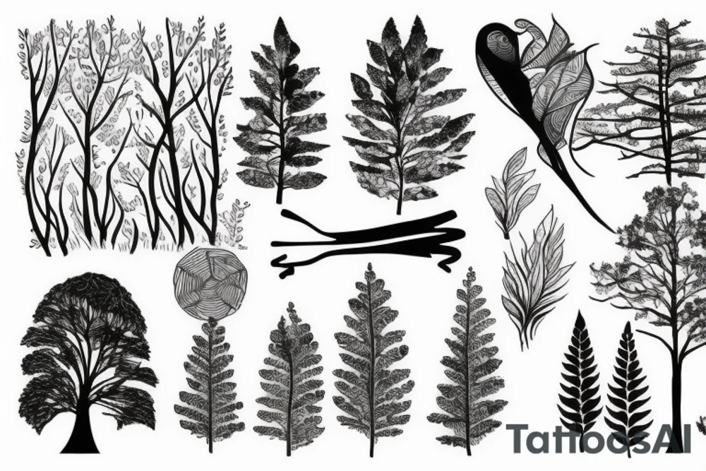 Forest with moim and river tattoo idea