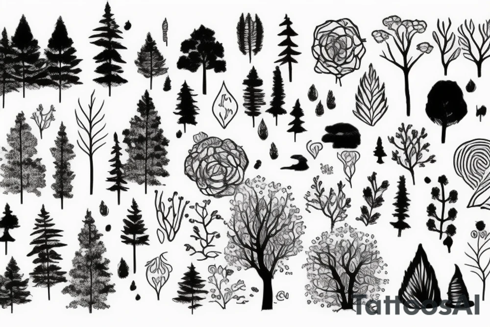 Forest with moim and river tattoo idea