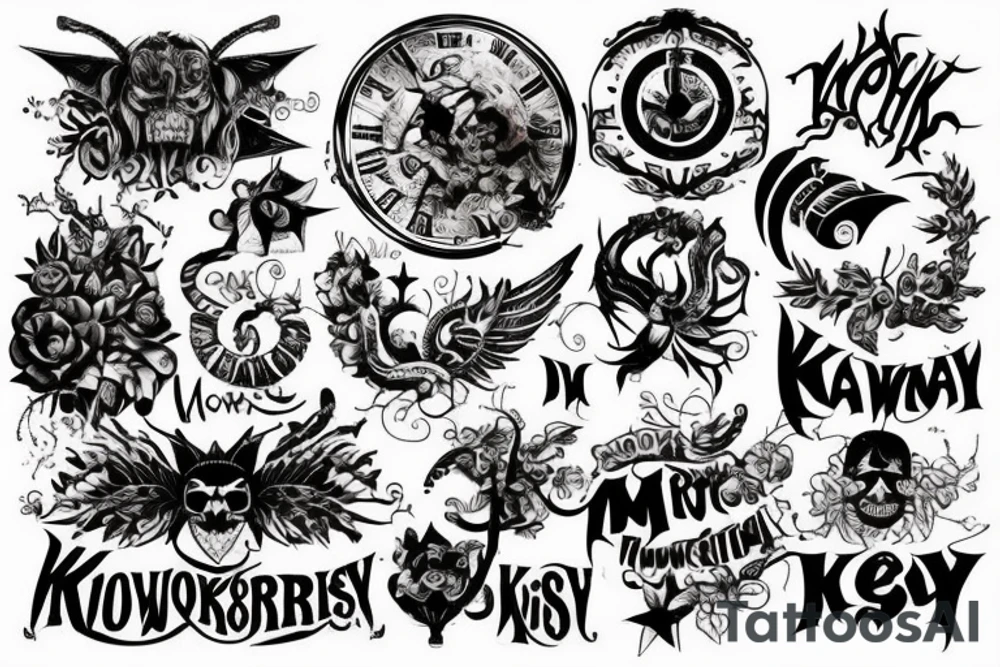Mroczny tatuaż na klatkę piersiową z demonem umieszczonym centralnie i symetrycznie do niego dwa kruki a dookoła pioruny i mgła. tattoo idea