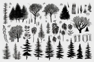 Forest with moim and river tattoo idea