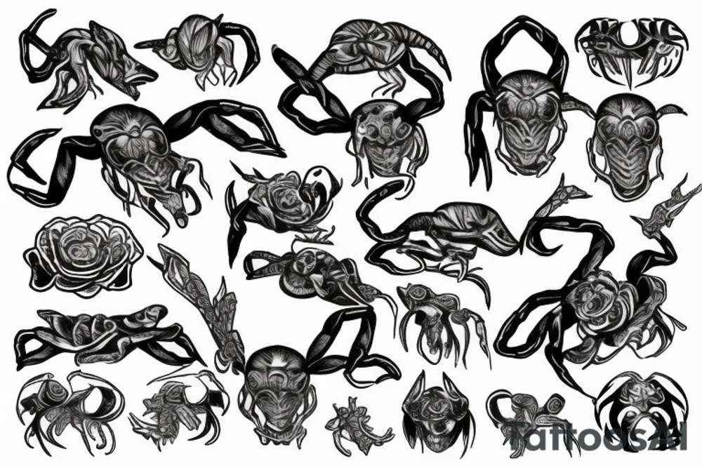Skorpion na kostce tattoo idea