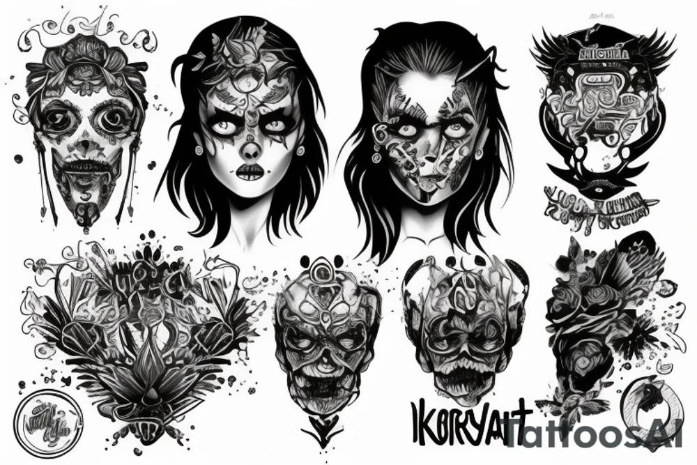 Lew z koroną upływający czas zegar karty hazart tattoo idea