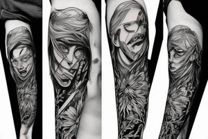 Lew z koroną upływający czas zegar karty hazart tattoo idea
