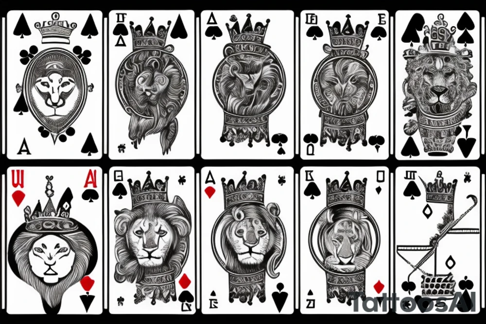 lion with crown elapsed time gambling card tattoo idea