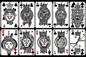 lion with crown elapsed time gambling card tattoo idea