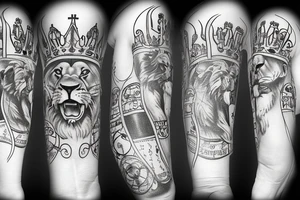 lion with crown elapsed time gambling card tattoo idea