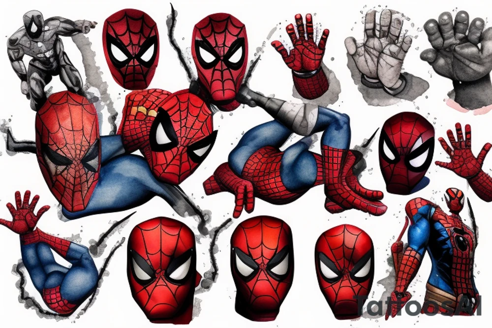 Avengers deadpool strange spiderman ironman arm tattoo idea