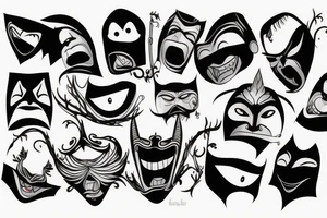 theatrical mask happy and angry tattoo idea