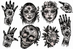 there was a black rosary plus hands tattoo idea