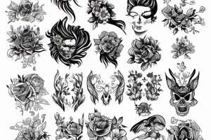 Czarna czaszka z róża tattoo idea