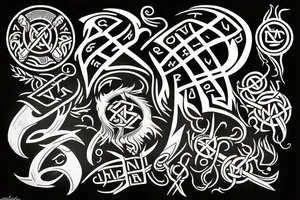 two black ravens and Norse runes nearby tattoo idea