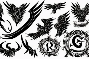 two black ravens and Norse runes nearby tattoo idea