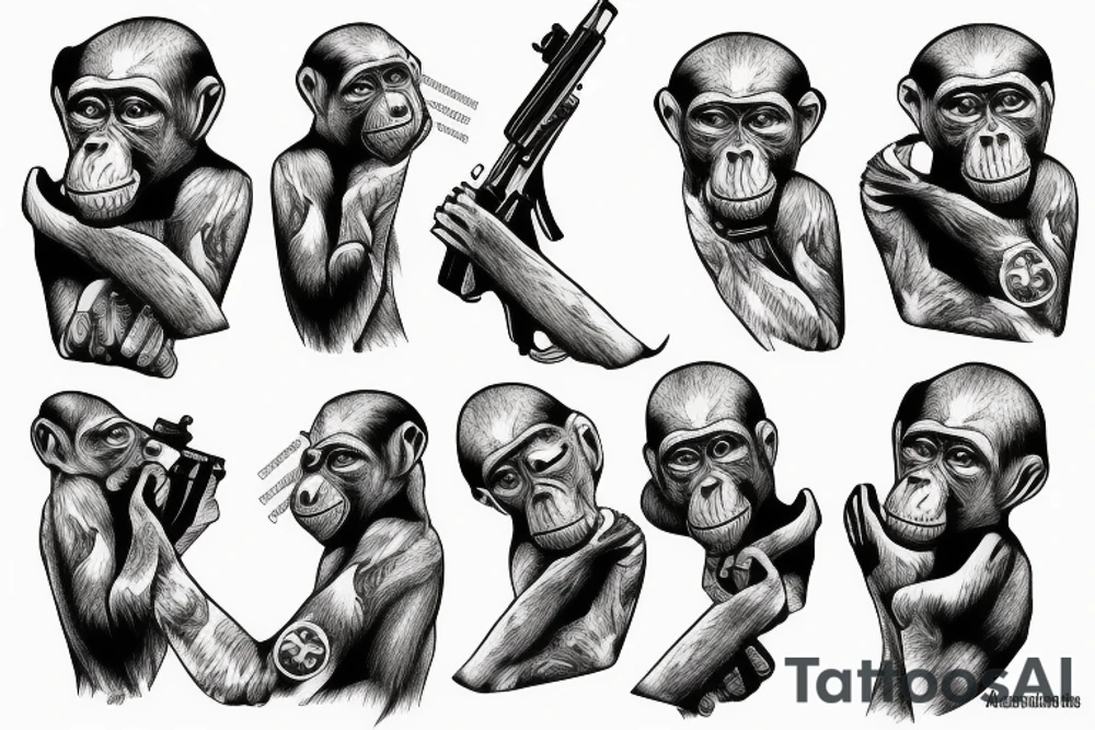 AK-47 in monkeys hands tattoo idea