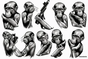 AK-47 in monkeys hands tattoo idea